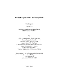 Asset Management of Retaining Walls Using Monitoring Data