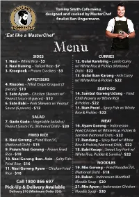 Call 1800 866 697 Pick-Up & Delivery Available 'Eat Like a Masterchef'