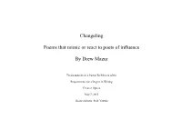 Changeling Poems That Mimic Or React to Poets of Influence by Drew Mazur