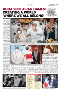 Doha 2030 Asian Games: As Asian Games Requires More Than Just Infrastructure Creating a World and Facilities