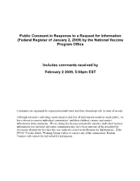 (Federal Register of January 2, 2009) by the National Vaccine Program Office