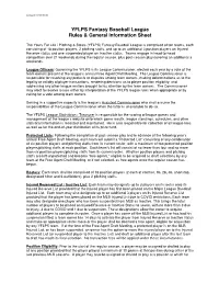 League Rules & General Information Sheet