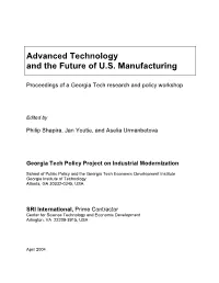 Advanced Technology and the Future of U.S. Manufacturing