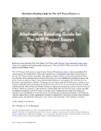 Alternative Reading Guide for the 1619 Project Essays ©2021