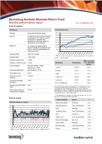 Bennelong Kardinia Absolute Return Fund Monthly Performance Report As at 30 September 2020