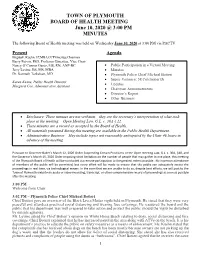 Board of Health Minutes