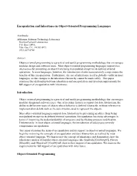 Encapsulation and Inheritance in Object-Oriented Programming Languages