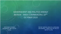Government and Politics Weekly Review - Week Commencing 19Th October 2020