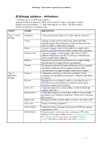 IB Biology Syllabus – Definitions