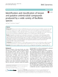 Identification and Classification of Known and Putative Antimicrobial Compounds Produced by a Wide Variety of Bacillales Species Xin Zhao1,2 and Oscar P