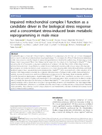 Impaired Mitochondrial Complex I Function As a Candidate Driver in The