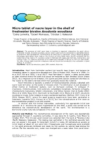Micro Tablet of Nacre Layer in the Shell of Freshwater Bivalve Anodonta Woodiana 1Cyska Lumenta, 2Gybert Mamuaya, 1Ockstan J