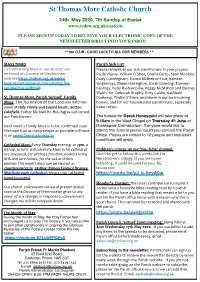 NEWSLETTER 24TH May 2020 SEVENTH SUNDAY of EASTER
