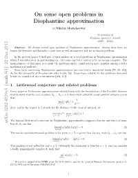 On Some Open Problems in Diophantine Approximation