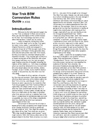 Star Trek B5W Conversion Rules Introduction