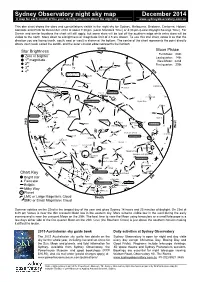 Sydney Observatory Night Sky Map December 2014 a Map for Each Month of the Year, to Help You Learn About the Night Sky