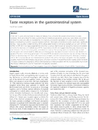 Taste Receptors in the Gastrointestinal System Ana M San Gabriel