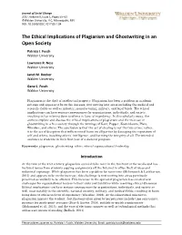 The Ethical Implications of Plagiarism and Ghostwriting in an Open Society