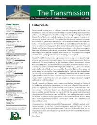 The Transmission the Dartmouth Class of 1968 Newsletter Fall 2014