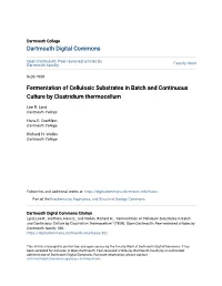 Fermentation of Cellulosic Substrates in Batch and Continuous Culture by Clostridium Thermocellum