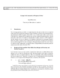 Groups in the Semantics of Reciprocal Verbs∗ Aynat Rubinstein