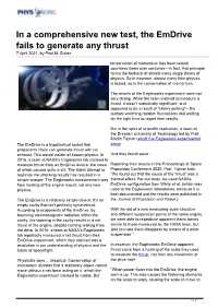 In a Comprehensive New Test, the Emdrive Fails to Generate Any Thrust 7 April 2021, by Paul M
