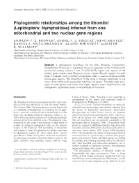 Phylogenetic Relationships Among the Ithomiini (Lepidoptera: Nymphalidae) Inferred from One Mitochondrial and Two Nuclear Gene Regions
