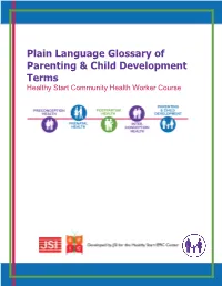 Plain Language Glossary of Parenting & Child Development Terms