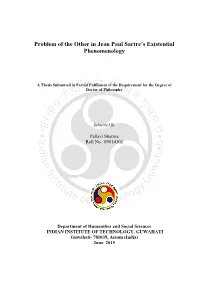 Problem of the Other in Jean Paul Sartre's Existential Phenomenology