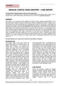 Unusual Cubital Fossa Anatomy – Case Report