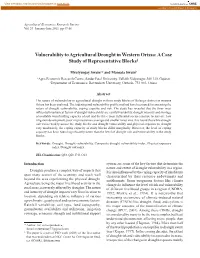 Vulnerability to Agricultural Drought in Western Orissa: a Case Study of Representative Blocks§
