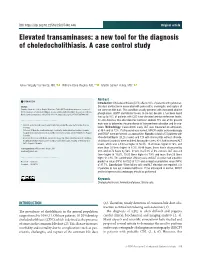 A New Tool for the Diagnosis of Choledocholithiasis. a Case Control Study