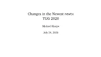 Changes in the Newest Newtx TUG 2020