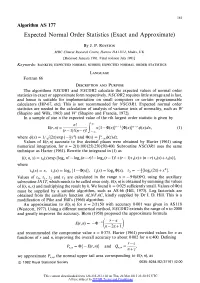 Expected Normal Order Statistics (Exact and Approximate)