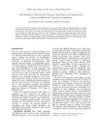 The Stability of Attachment Security from Infancy to Adolescence and Early Adulthood: General Introduction