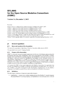BYLAWS for the Open Source Modelica Consortium (OSMC)