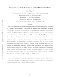 Emergence and Reductionism: an Awkward Baconian Alliance