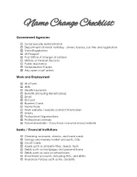 Name Change Checklist
