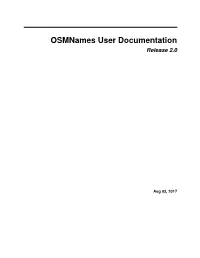 Osmnames User Documentation Release 2.0
