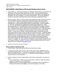 Take-Two Interactive Software 1Q22 Quarterly Results – Management Prepared Remarks August 2, 2021