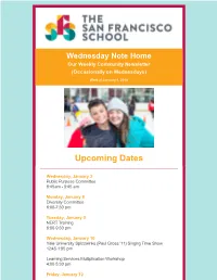 Upcoming Dates
