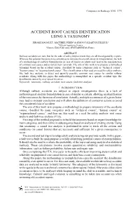 Accident Root Causes Identification Using a Taxonomy