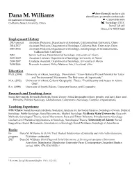 C.V. of Dana M. Williams