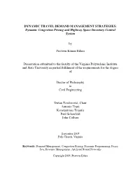 Dynamic Congestion Pricing and Highway Space Inventory Control System