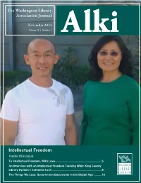Intellectual Freedom Inside This Issue to Intellectual Freedom, with Love