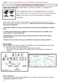 P. 1 Activity 2: Origin of the Species – Darwin's Finches