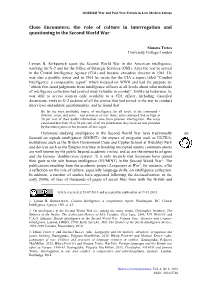The Role of Culture in Interrogation and Questioning in the Second World War