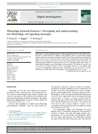 Whatsapp Network Forensics: Decrypting and Understanding the Whatsapp Call Signaling Messages