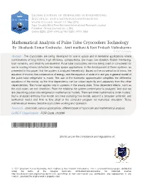 Mathematical Analysis of Pulse Tube Cryocoolers Technology