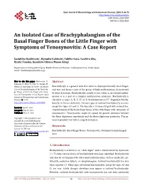 An Isolated Case of Brachyphalangism of the Basal Finger Bones of the Little Finger with Symptoms of Tenosynovitis: a Case Report